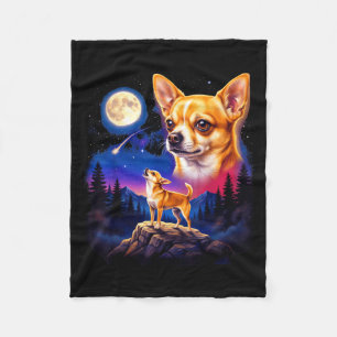 Chihuahua huilt naar de maan vintage honden kunst fleece deken