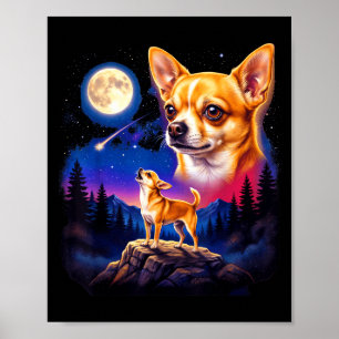 Chihuahua huilt naar de maan vintage honden kunst poster