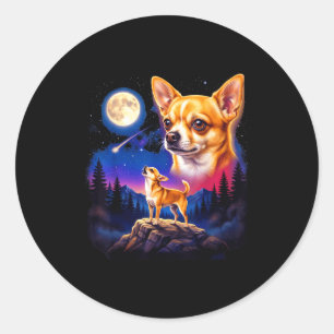 Chihuahua huilt naar de maan vintage honden kunst ronde sticker