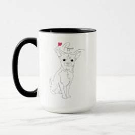 Chihuahua Huisdier Lijnkunst met Naam Mok