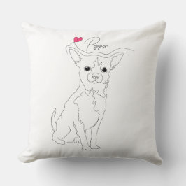 Chihuahua-huisdierlijn Kunst met naam Kussen