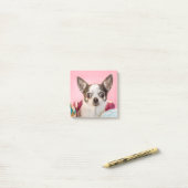 Chihuahua Hund auf rosa Post-it® Notes (Op bureau)