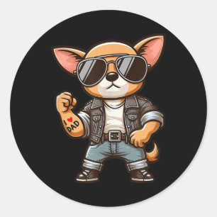 Chihuahua I Love Dad Funny Dog Tattoo Ronde Sticker