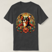 Chihuahua in Art Nouveau Bloemenstijl T-shirt (Design voorkant)