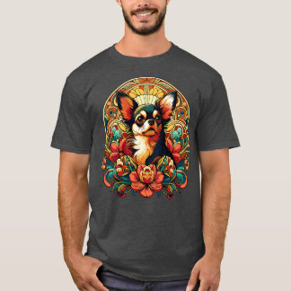 Chihuahua in Art Nouveau Bloemenstijl T-shirt