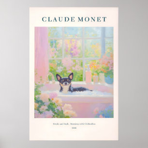 Chihuahua in badkuip kunstprint Monet stijl Poster