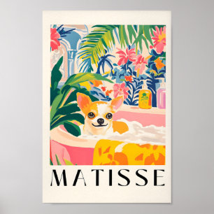 Chihuahua in badkuip Print, dopamine decor, hond k Poster