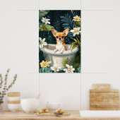 Chihuahua in badposter, grappige hondposter poster (Keuken)