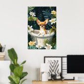 Chihuahua In Bathtub Poster, Funny Dog Poster (Thuiskantoor)