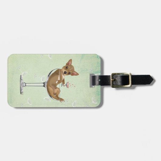 Chihuahua in Cocktail Glass Bagagelabel (Voorkant horizontaal)