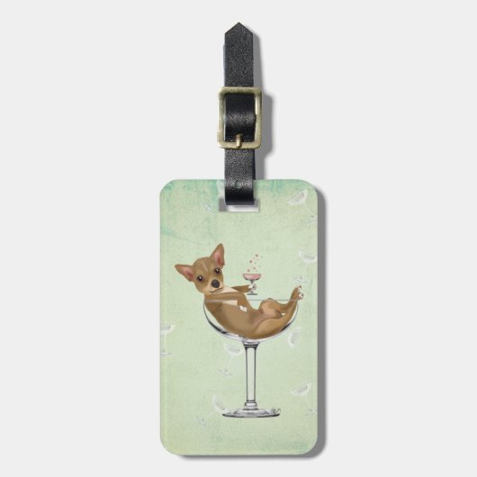 Chihuahua in Cocktail Glass Bagagelabel (Voorkant verticaal)