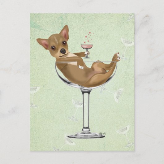 Chihuahua in Cocktail Glass Briefkaart (Voorkant)