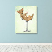 Chihuahua in Cocktail Glass Canvas Afdruk (Insitu (Houten vloer))