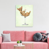 Chihuahua in Cocktail Glass Canvas Afdruk (Insitu (Woonkamer))