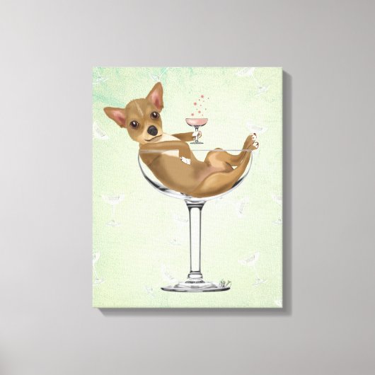 Chihuahua in Cocktail Glass Canvas Afdruk (Voorkant)