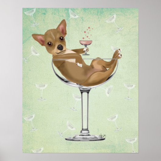 Chihuahua in Cocktail Glass Poster (Voorkant)