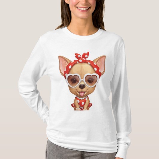 Chihuahua in de Guise of a Retro Beauty T-shirt (Voorkant)