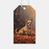 Chihuahua in de herfst laat Herfst inspireren Cadeaulabel (Voorkant)