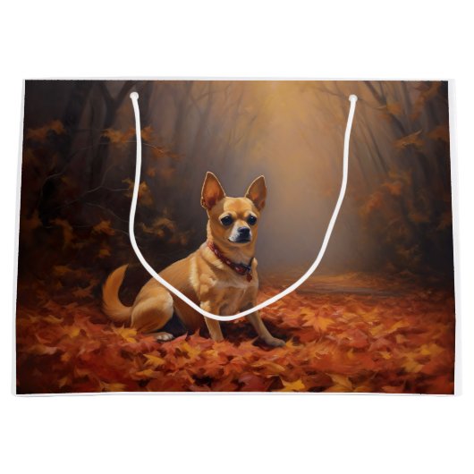 Chihuahua in de herfst laat Herfst inspireren Groot Cadeauzakje (Voorkant)