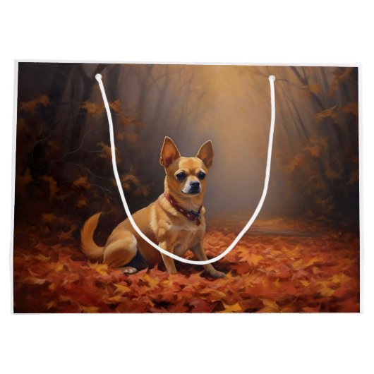 Chihuahua in de herfst laat Herfst inspireren Groot Cadeauzakje (Achterkant)