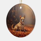 Chihuahua in de herfst laat Herfst inspireren Keramisch Ornament (Links)