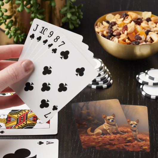 Chihuahua in de herfst laat Herfst inspireren Pokerkaarten (Insitu)