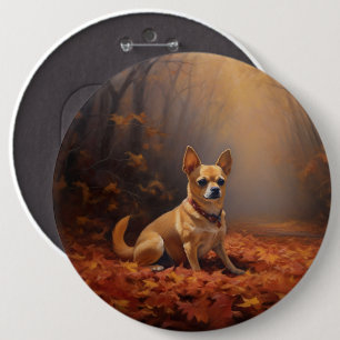 Chihuahua in de herfst laat Herfst inspireren Ronde Button 6,0 Cm
