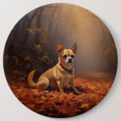 Chihuahua in de herfst laat Herfst inspireren Ronde Button 6,0 Cm (Voorkant)