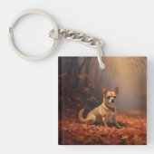 Chihuahua in de herfst laat Herfst inspireren Sleutelhanger (Voorkant)