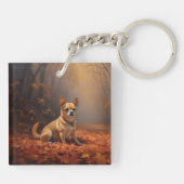 Chihuahua in de herfst laat Herfst inspireren Sleutelhanger (Achterkant)