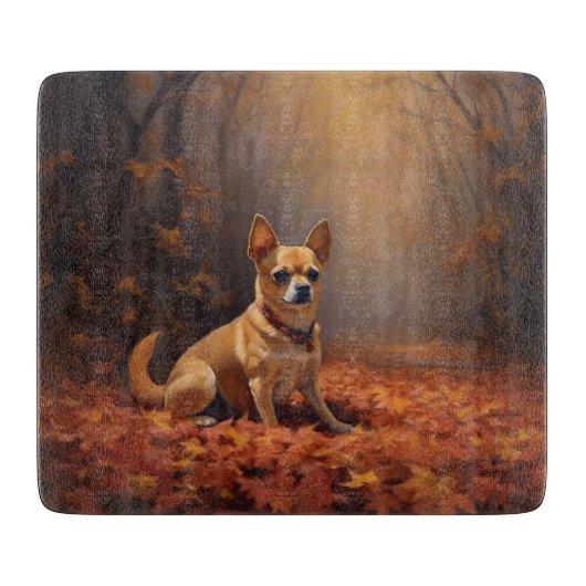 Chihuahua in de herfst laat Herfst inspireren Snijplank (Voorkant)