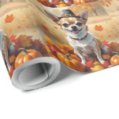 Chihuahua in de herfst verlaat Thanksgiving kunst Cadeaupapier (Rol Hoek)