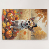 Chihuahua in de herfst verlaat Thanksgiving kunst Legpuzzel (Horizontaal)