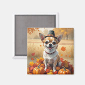 Chihuahua in de herfst verlaat Thanksgiving kunst Magneet (Voorkant / Achterkant)