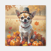 Chihuahua in de herfst verlaat Thanksgiving kunst Magneet (Voorkant)