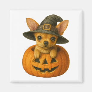 Chihuahua in de pompoen magneet