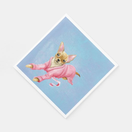 Chihuahua in een badjas Hond Lunch Servetten (Hoek)