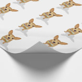 Chihuahua in een kom op een witte achtergrond cadeaupapier (Hoek)