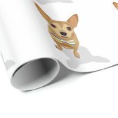Chihuahua in een kom op een witte achtergrond cadeaupapier (Rol Hoek)
