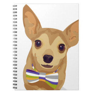 Chihuahua in een kom op een witte achtergrond notitieboek
