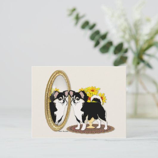 Chihuahua in een spiegelbeeld Briefkaart (Staand voorkant)