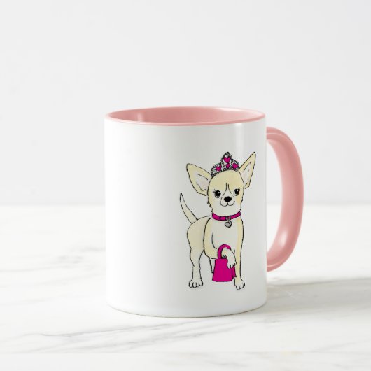 Chihuahua in een tiara-mok mok (Voorkant rechts)