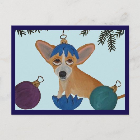 Chihuahua in gebroken kerstversiering briefkaart (Voorkant)