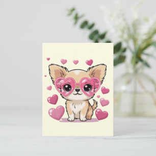 Chihuahua in hart zonnebril Cute hond liefde thema Briefkaart
