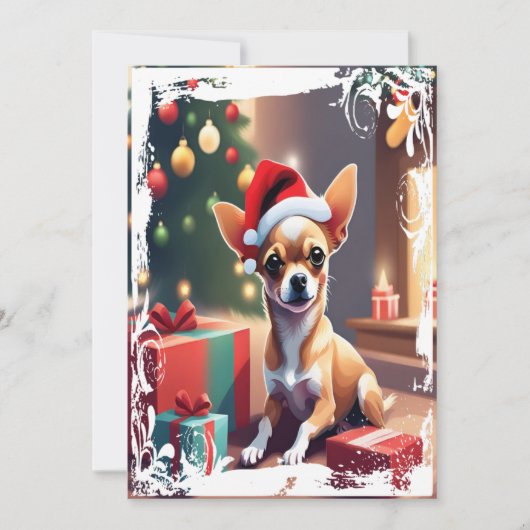 Chihuahua in het Pet van Kerstmis Feestdagenkaart (Voorkant)