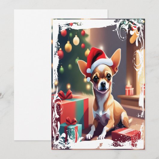 Chihuahua in het Pet van Kerstmis Feestdagenkaart (Voorkant / Achterkant)