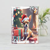 Chihuahua in het Pet van Kerstmis Feestdagenkaart (Staand voorkant)