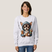 Chihuahua in Hooded Sweatshirt met Koffie (Voorkant volledig)