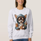 Chihuahua in Hooded Sweatshirt met Koffie (Voorkant)
