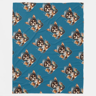 Chihuahua in hoodie met koffie fleece deken